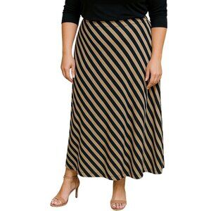 Jaclyn Smith Womens Size Large Diagonal Stripe Skirt Elastic Waist Swing Style